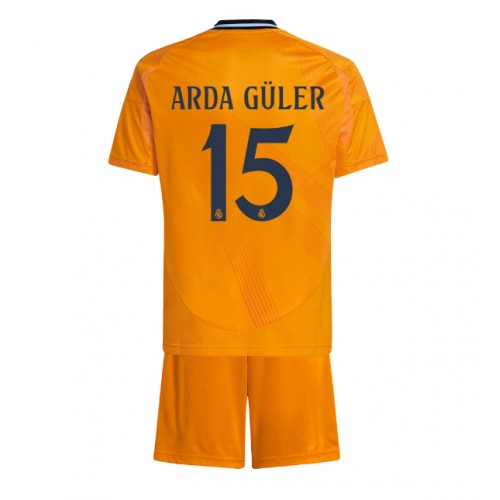 Fotbalové Dres Real Madrid Arda Guler #15 Dětské Venkovní 2024-25 Krátký Rukáv (+ trenýrky)